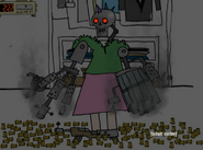 The Cyber Green-Sweatered Woman's bullet cannons