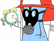 Peanut with a Gas Mask, and a Clock
