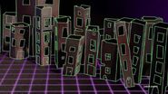 The cardboard city's outlines in the simulation