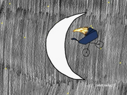 Baby Carriage flies past the Moon