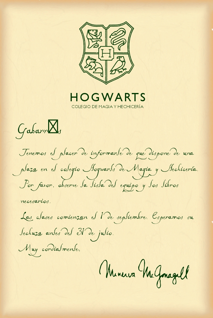 Mi carta de Hogwarts  Fandom