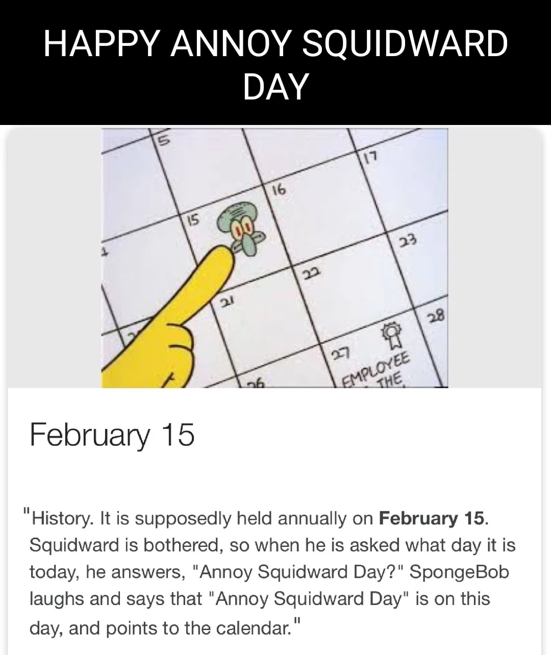 NATIONAL ANNOY SQUIDWARD DAY!! | Fandom
