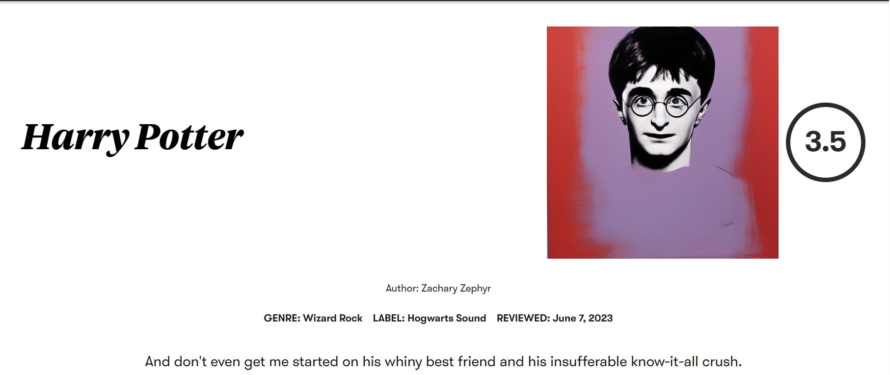 Pitchfork Reviews Harry Potter Fandom