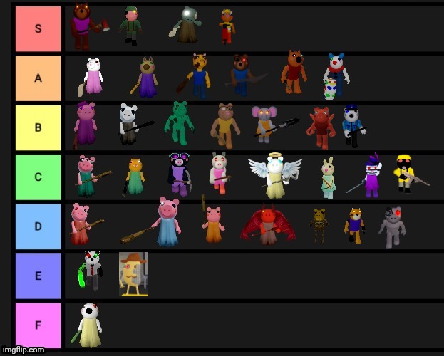 My Piggy Skin Tier List My Opinion Took Me Quite Long To Make - pickle rick roblox avatar