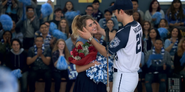 Chlöe and Bryce in their uniforms at a pep rally at Liberty High.