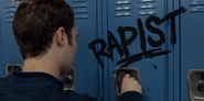 Bryce at his spray painted locker