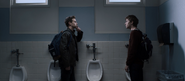 Alex confronting Justin in the bathroom