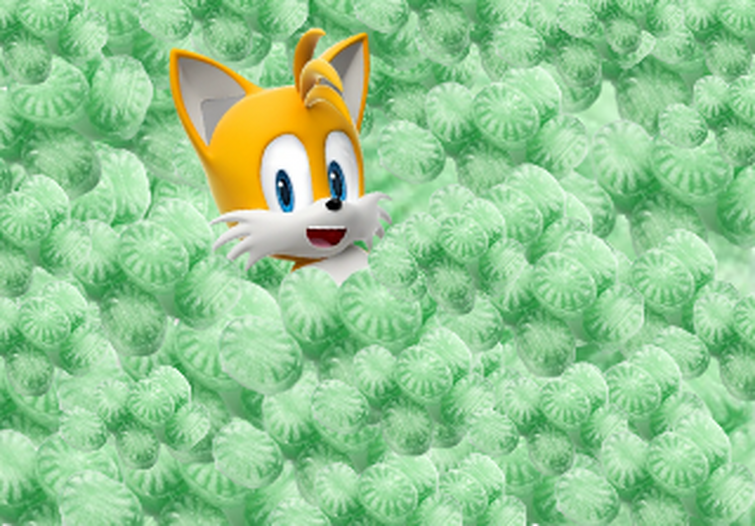 Tails in a pile of mint candies Fandom