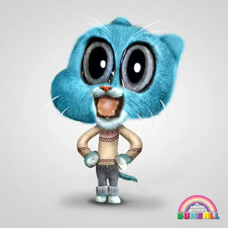 Dude, I sawed these realistic versions of gumball characters and I must