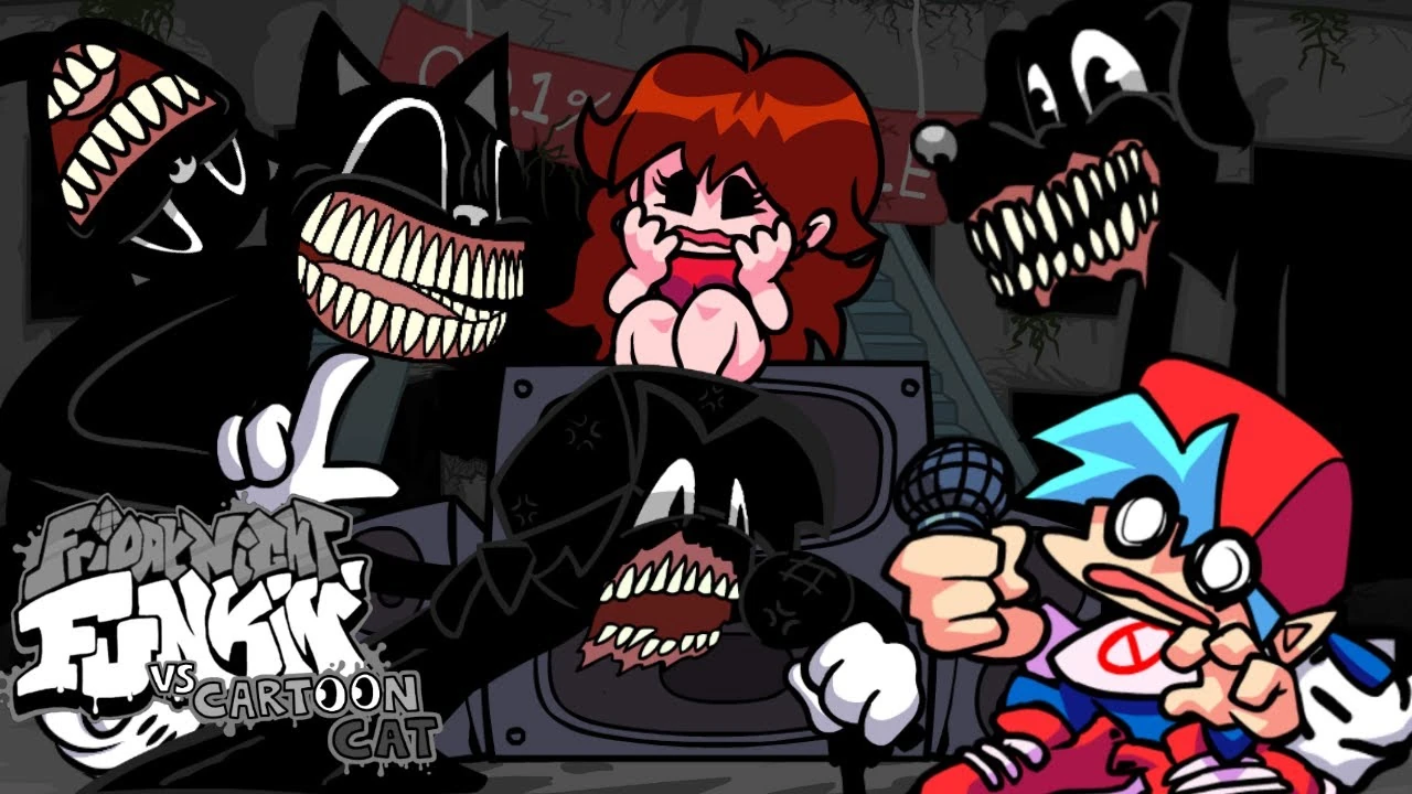 Fnf cat. Fnf vs cartoon cat. картун кэт бэд карма. фрайдей найт фанкин батл кэтс. батл кэтс мод.