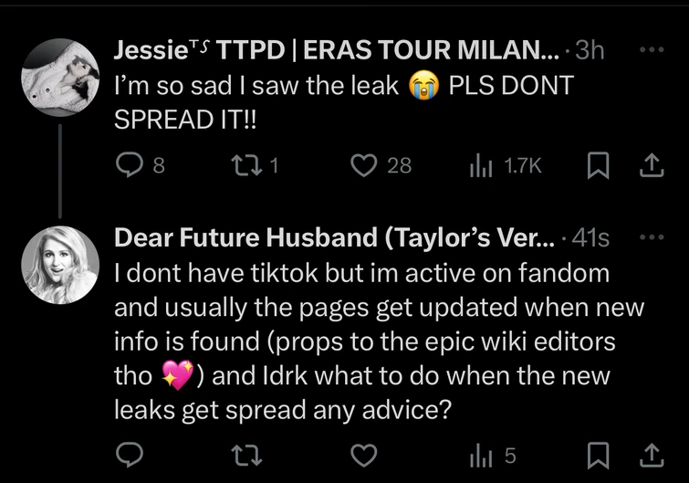 I dont know what leaks shes talking abt but If they get added here what