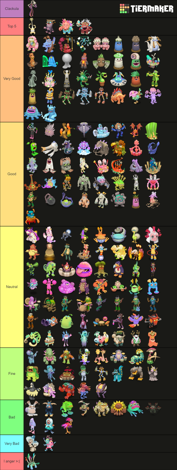 My Singing Monsters Tier List (Version 3.2.2) 