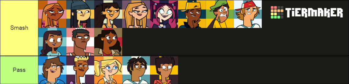 Total Drama characters smash or pass tier list