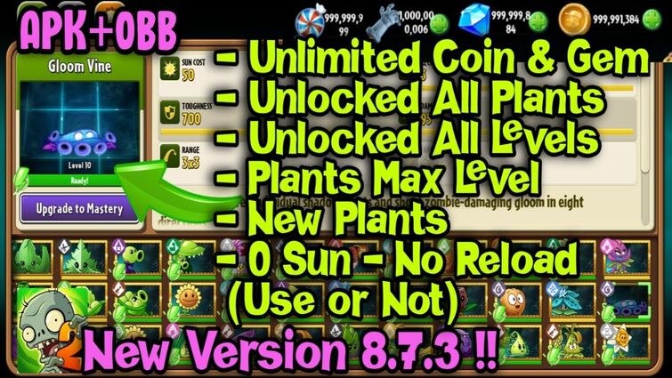 Plants vs zombies 2 hack