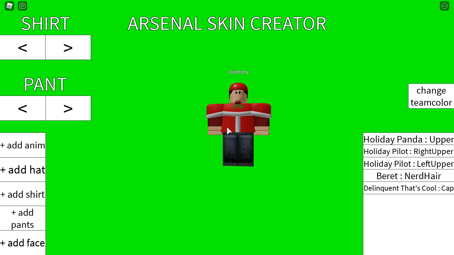 Arsenal Roblox Red Panda Skin