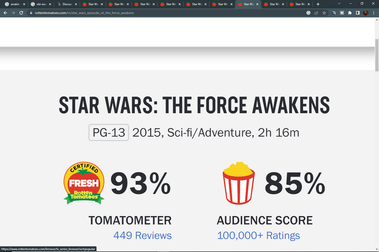 Rotten Tomatoes - The Skywalker Saga by Tomatometer
