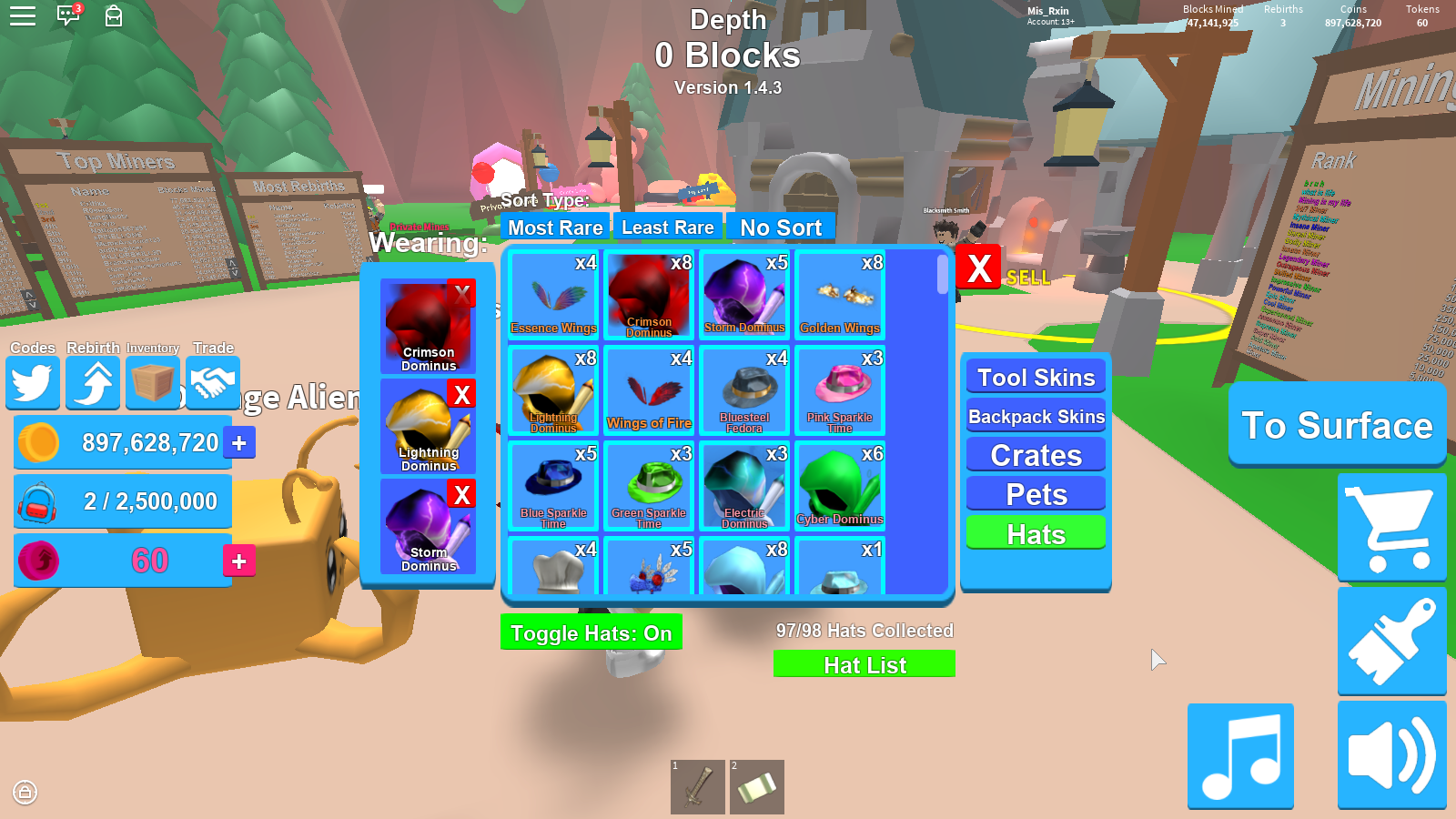Trading Mythical Hats For Legendary Mythical Pets Fandom - roblox mining simulator codes for mythical hat crates