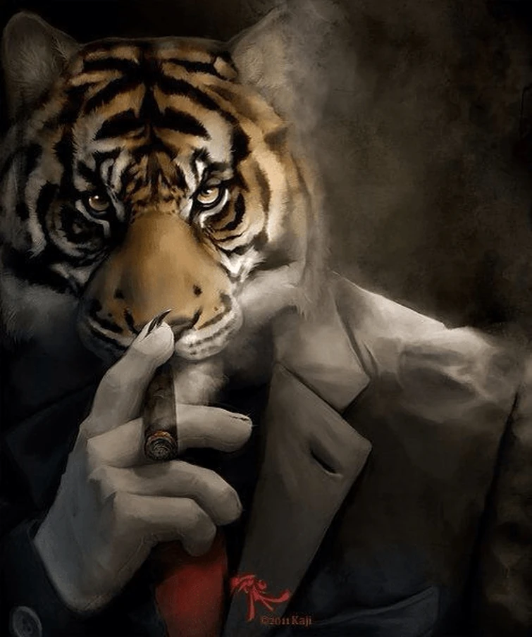 cool ass tiger smoking a blunt