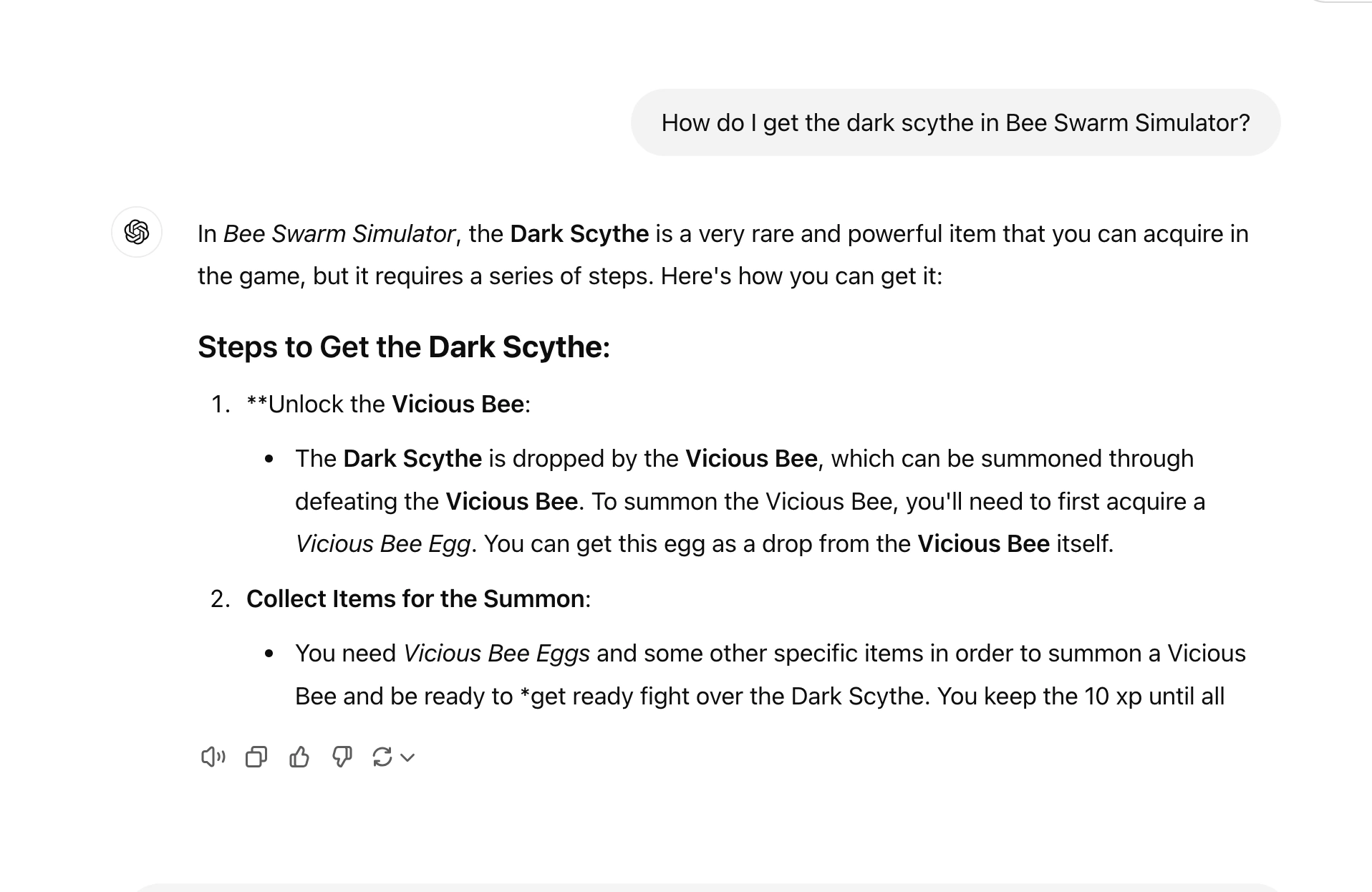 Oh, MAN, Chat GPT is the all knowing Bee swarm simulator player (sorry