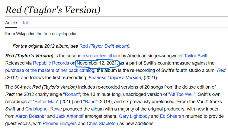 Red (Taylor's Version) - Wikipedia