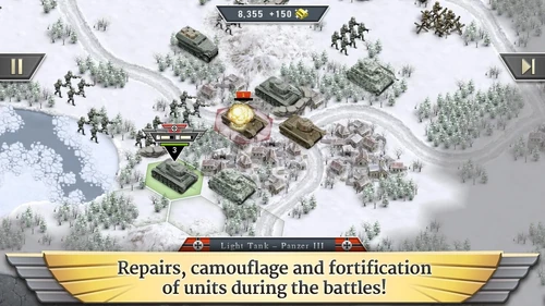 Repair, Camouflage & Fortification of units during the battles!