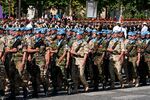 A multinational UN battalion at the 2008 Bastille Day military parade. Date: 2008. Attribution: © Marie-Lan Nguyen / Wikimedia Commons / CC-BY 2.5.