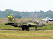 Ukrainian Air Force Su-25UB with two MiG-29s (9-13) in background