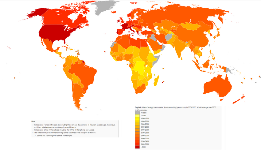 World map of Energy consumption 2001-2003.