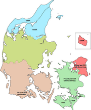 The planned division of the  occupation zones in Denmark.