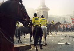 Poll Tax Riot 31st Mar 1990 Trafalger Square - Protesters Stand Firm