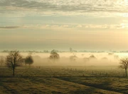 The morning fog in East Frisia near Moordorf.