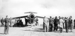 Pulqui II at its first flight, 27 June 1950. The prototype I.Ae. 33 Pulqui II being inspected during testing, 27 June 1950.