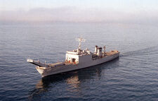 USS Bristol County (LST-1198) port bow view