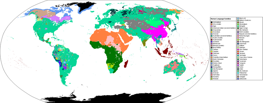 Upgraded Human Language Families (wikicolors)