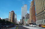 The World Trade Center from the then newly completed West Side Highway in July 2001.