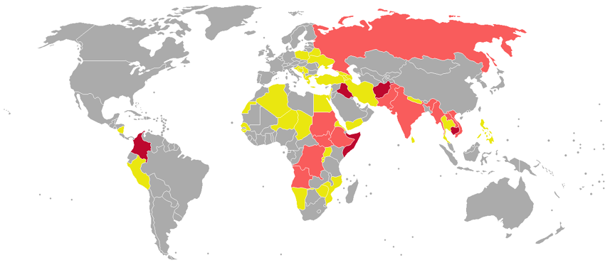 Chances of treading on a anti-personnel mine.