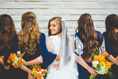 Joy peeking over her shoulder.