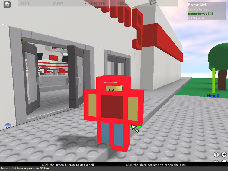 Roblox player clicking red button