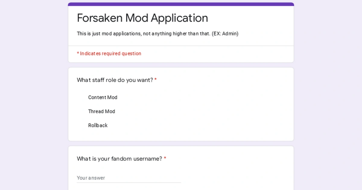 OFFICIAL MOD (no admin or such) APPLICATIONS | Fandom