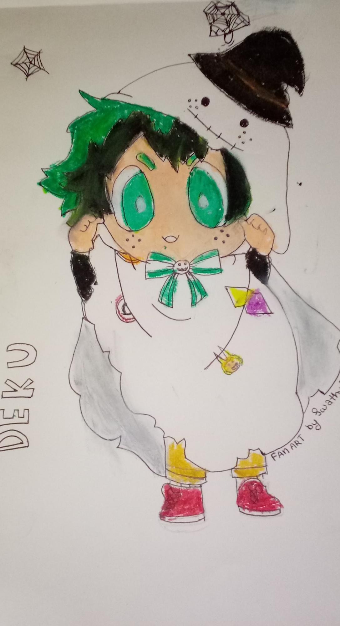 Hey Guys I Have Draw Deku In Halloween Costume Part 1 Coloured