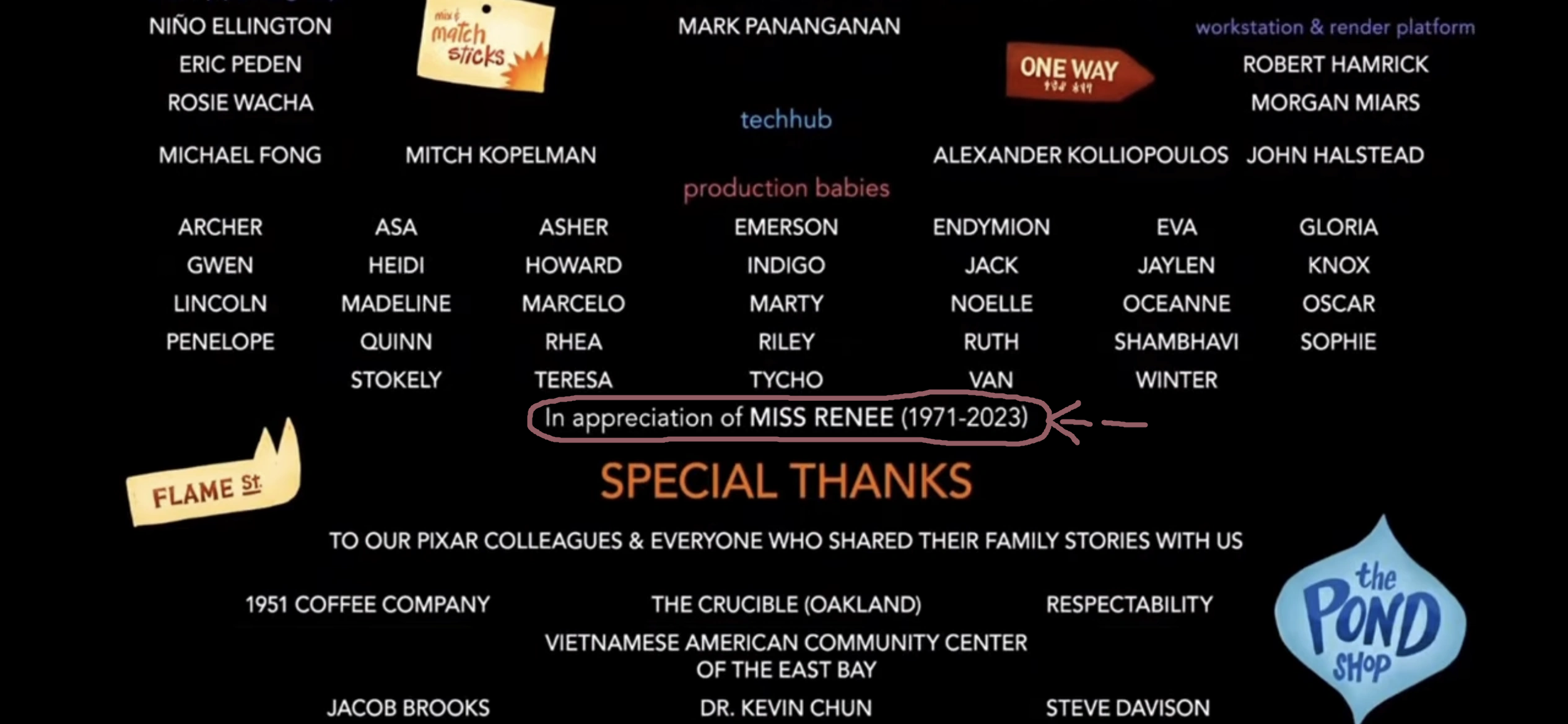 Dedications from the end credits of Elemental Fandom