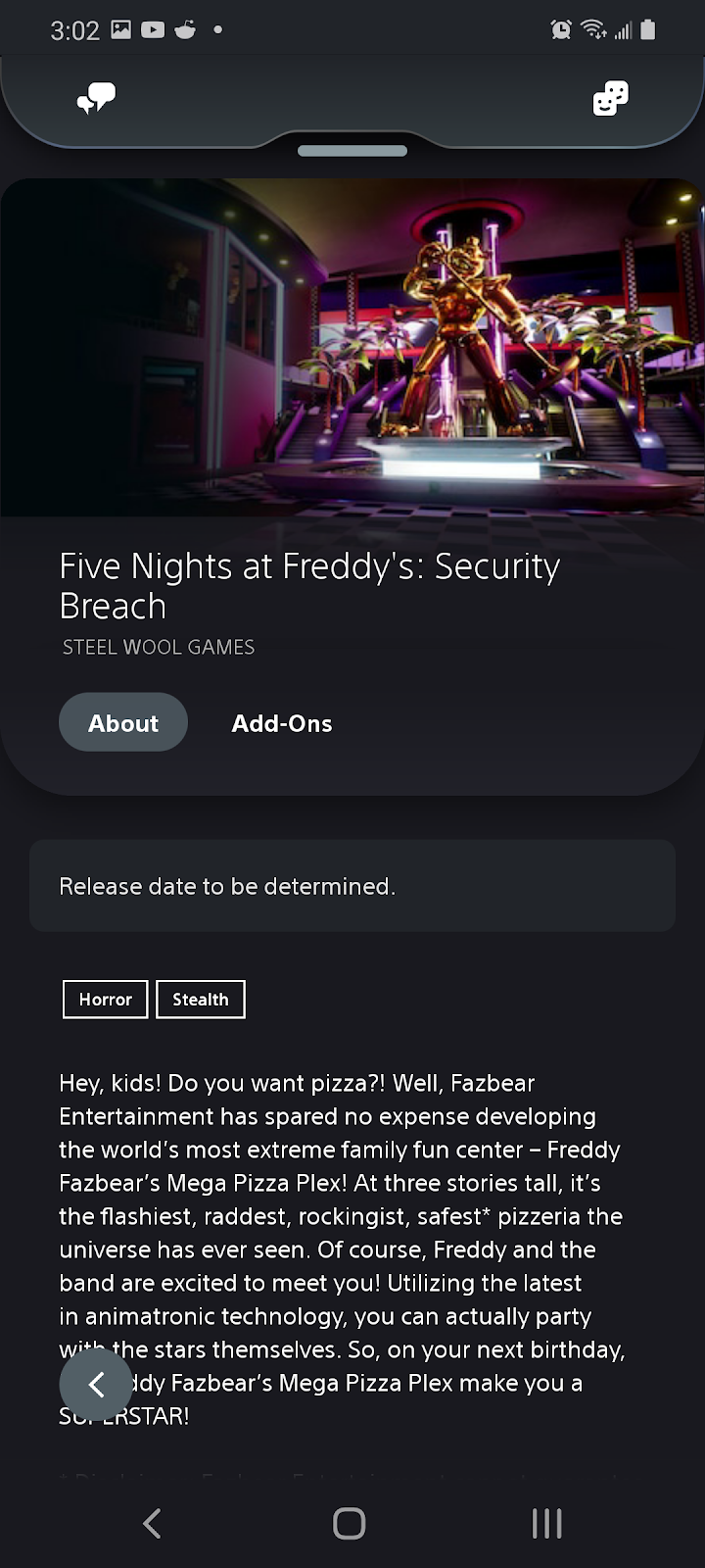 playstation store fnaf vr