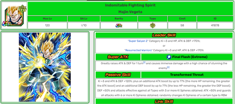 Awakened UR Indomitable Fighting Spirit - Super Saiyan 2 Vegeta Super TEQ