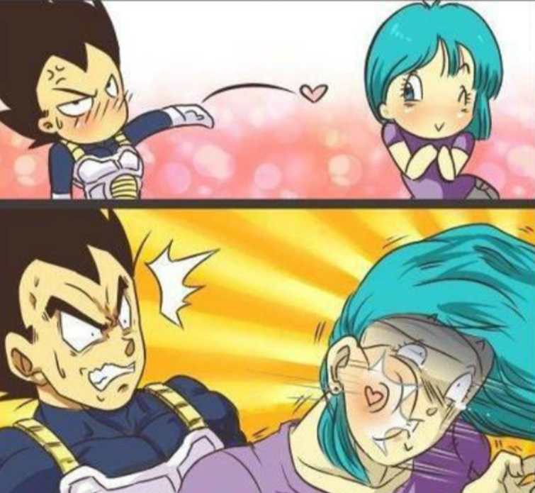 Зеркальцем по ебалу. Dragon Ball super Kiss. Vegeta and Bulma Kiss comix.