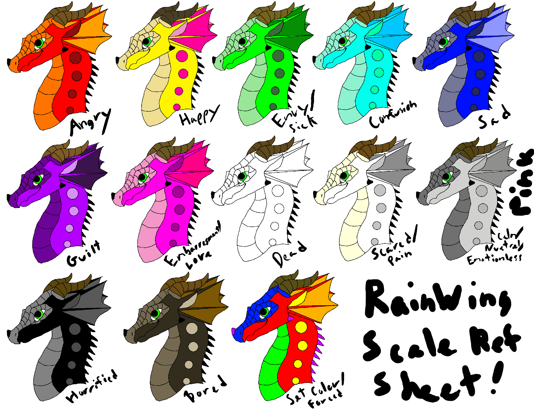 RainWing Emotion Ref Sheet F2U Fandom