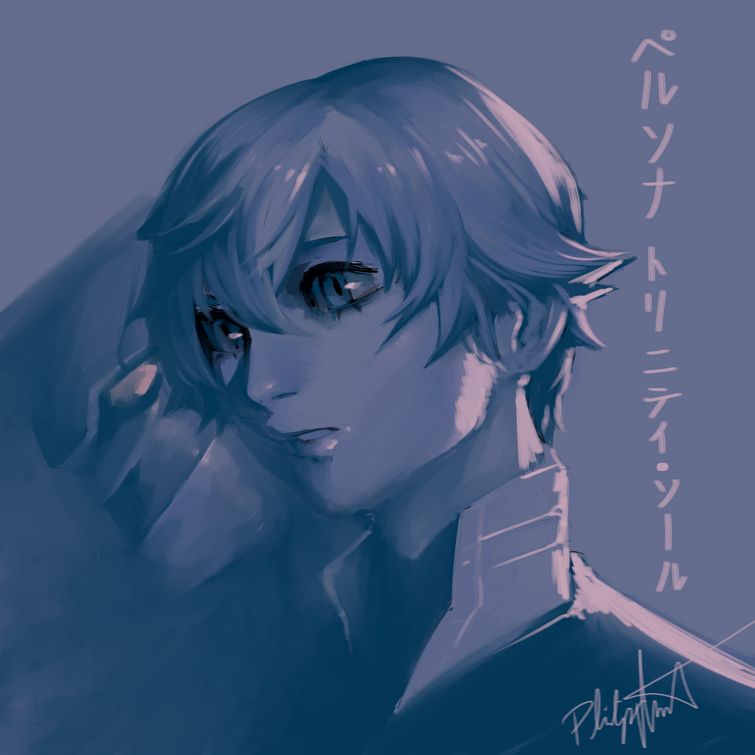 First time using single layer drawing + limited palette. Shin and his persona Abel