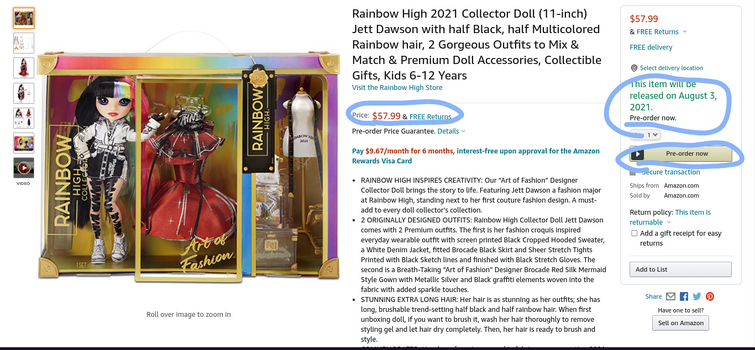 Rainbow High 2021 Jett Dawson Collector Fashion Doll with Black