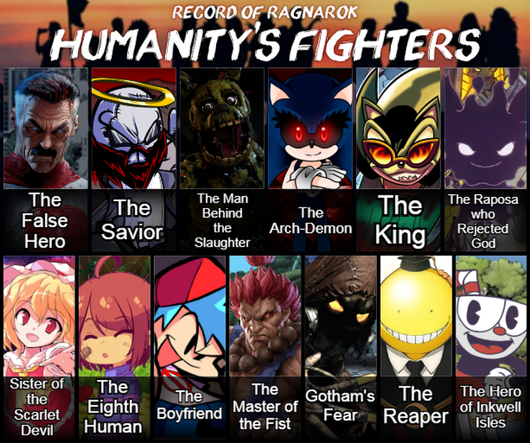 Characters that if they were in Record of Ragnarok would be from the  Humanity Fighters team : r/DeathBattleMatchups