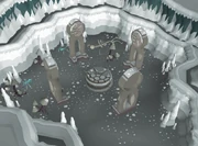 The intact stone table found in the southern cavern.