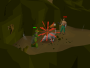 A player using a  to  Damis.